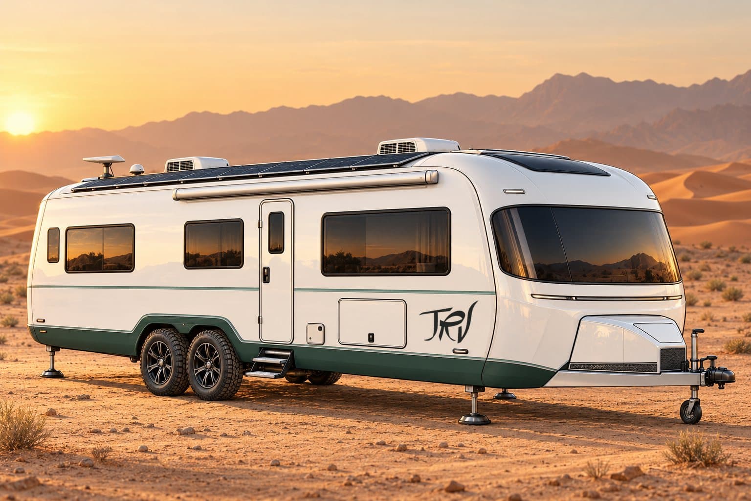 Illustration of a towable caravan, not a photo of a delivered unit