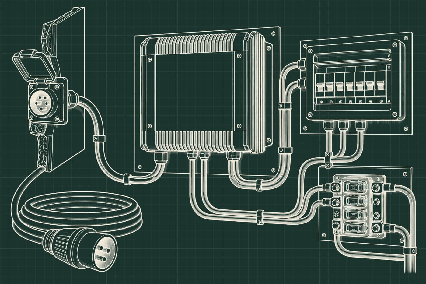 Technical sketch: Inverter & mains hook-up