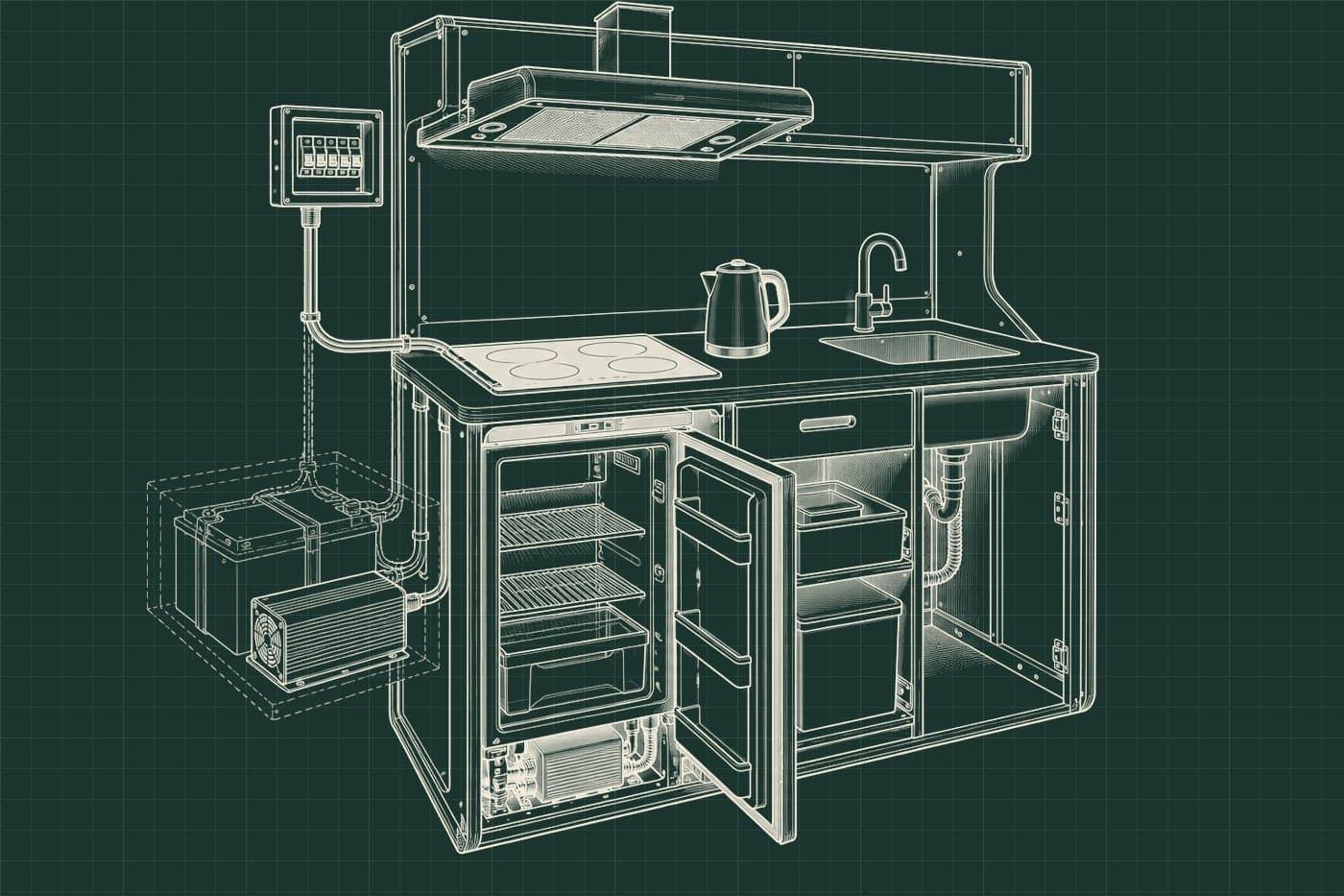 Technical sketch: All-electric kitchen