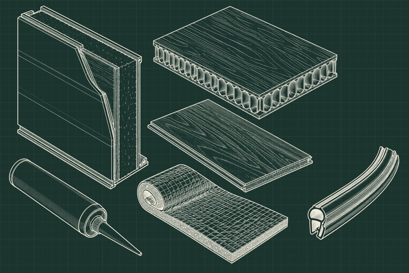 Technical sketch: Materials & interiors